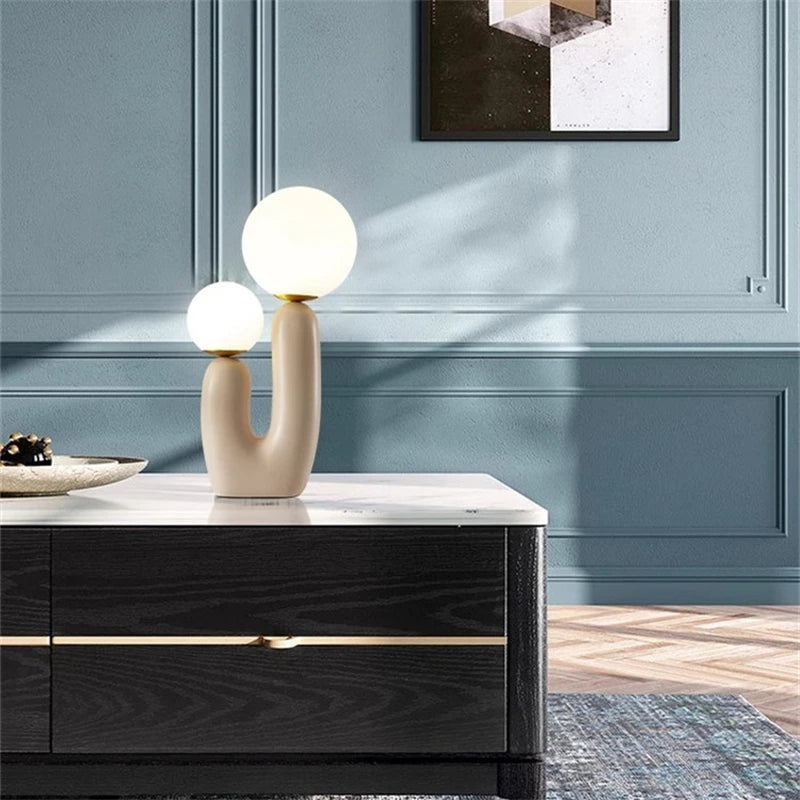 Nordic Children's Room Bedroom Bedside Lamp Creative Art Table Lamp Decoration Model Room Living Room Double Head Table Lamp
