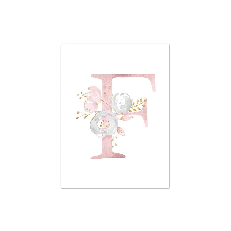 Baby Decoration Bedroom Child Posters Girl's Room Prints Nursery Pink Flower Wall Art Canvas Painting Pictures kids Room Decor