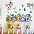 Boys Girls Room Decor Forest Animal Wall Stickers Charming Easy Apply Cartoon Themes