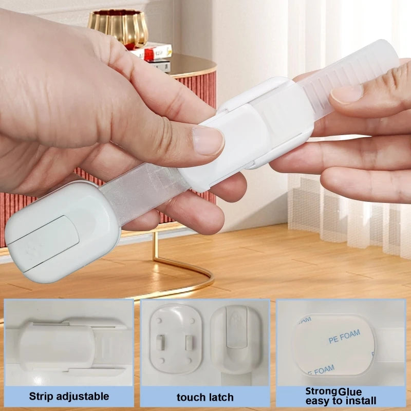 Baby Safety Cabinet Locks Adhesive Child Proofing Latches To Baby Proof Cupboard Drawers Fridge Adjustable Kids Proofing Straps