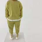Baby Girls Clothes Autumn Cotton Kintting Clothing Sets Mock 2PCS Waffle Cotton Kids BoysSets Tracksuit Tops+Pants Korean