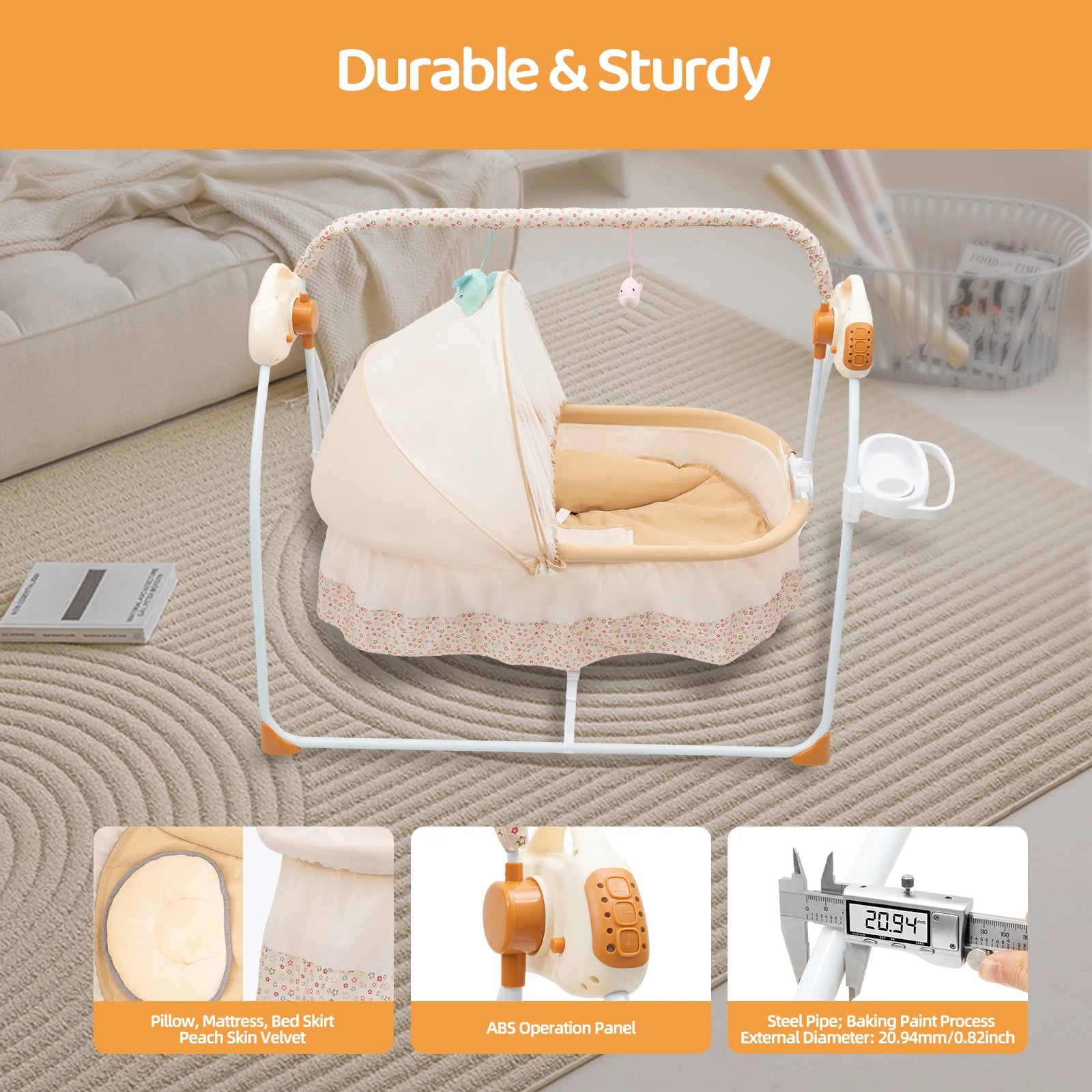 Foldable Baby Bassinet Auto Swing