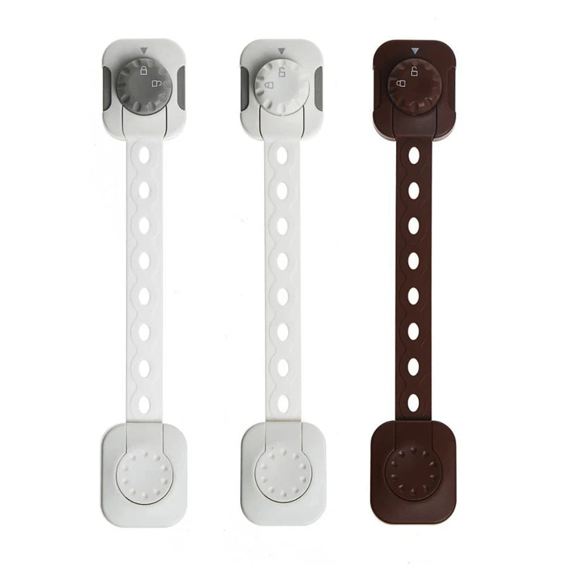 3Pcs/Set Child Safety Strap Locks Multi-Use Adhesive Plastic Baby Proofing Locks For Cabinets and Drawers,Toilet,Fridge