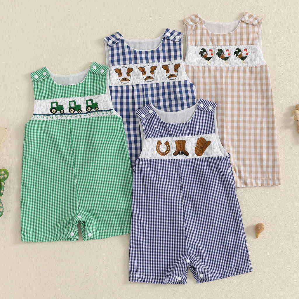 Baby Boy Embroidered Romper