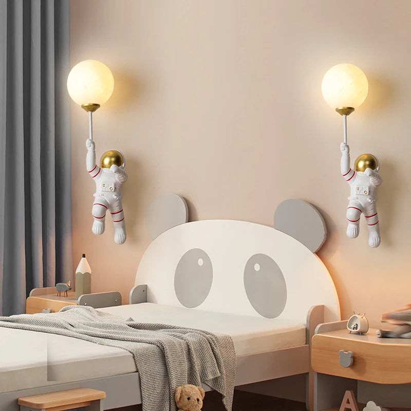 Nursery Room Children's Room Wall Light Resin Astronaut G9 Bulb Speaceman Boy Bedroom Bedside Night Lamps AC110V 220V