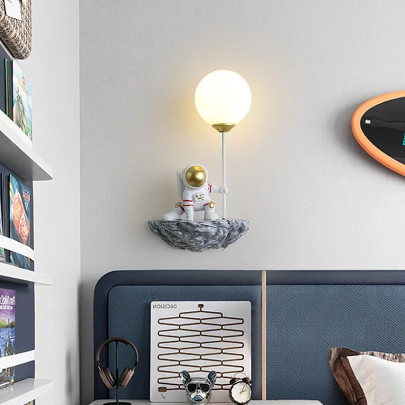 Nursery Room Children's Room Wall Light Resin Astronaut G9 Bulb Speaceman Boy Bedroom Bedside Night Lamps AC110V 220V