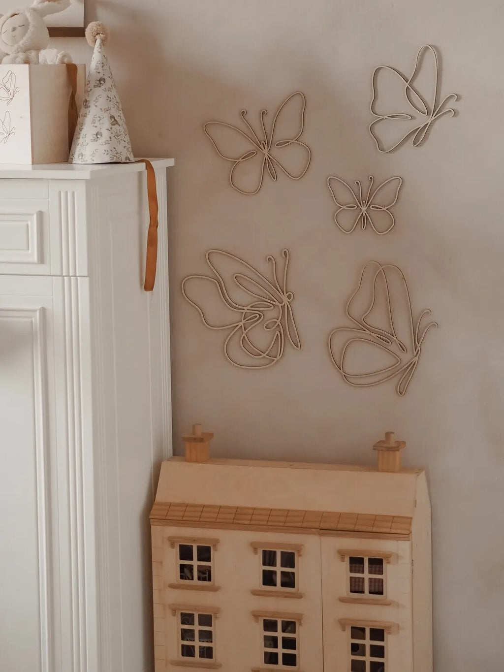 Wooden Outline Plywood Butterflies Nursery Wall Decor, Teen Room Wall Art, Boho Butterfly Decor, Girls Bedroom Decoration