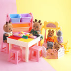 Miniature DIY Block Set Dollhouse Furniture Baby Crilb Rocking Horse Mini Building Blocks Storage Rack Play House Toy