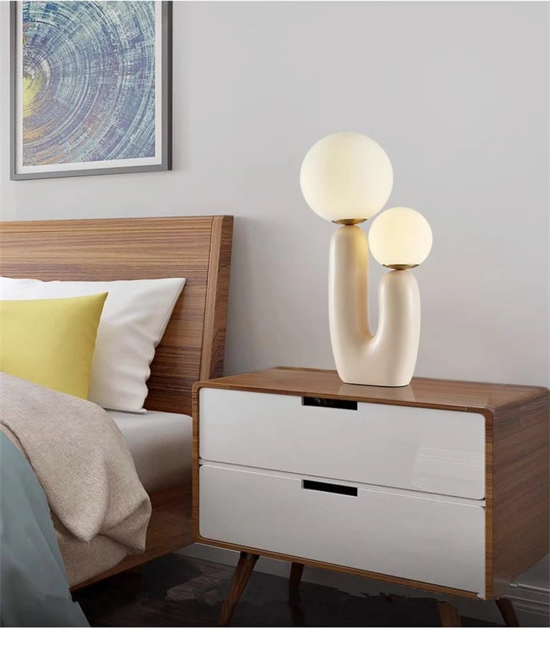 Nordic Children's Room Bedroom Bedside Lamp Creative Art Table Lamp Decoration Model Room Living Room Double Head Table Lamp
