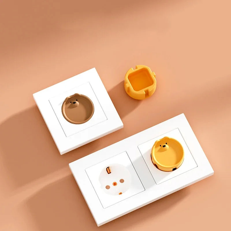 Baby Proofing Socket Protective Covers, Cartoon Silicone Anti Shock Dustproof Electrical Outlet Safety Caps for Children