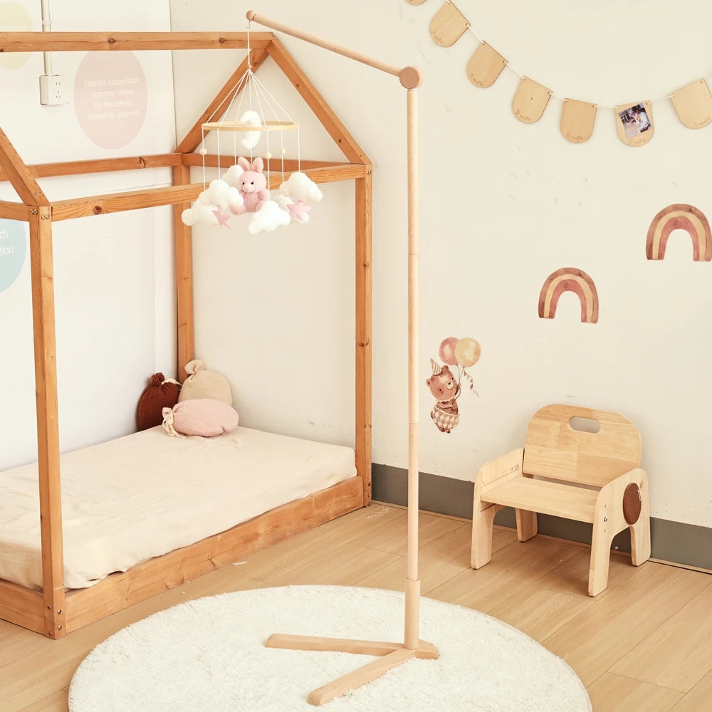 Baby Rattle Toy 0-12 Months Toys Wooden Mobile Bed Bell Floor Stand Bracket Newborn Bed Bell Hanging Holder Bracket Infant Crib