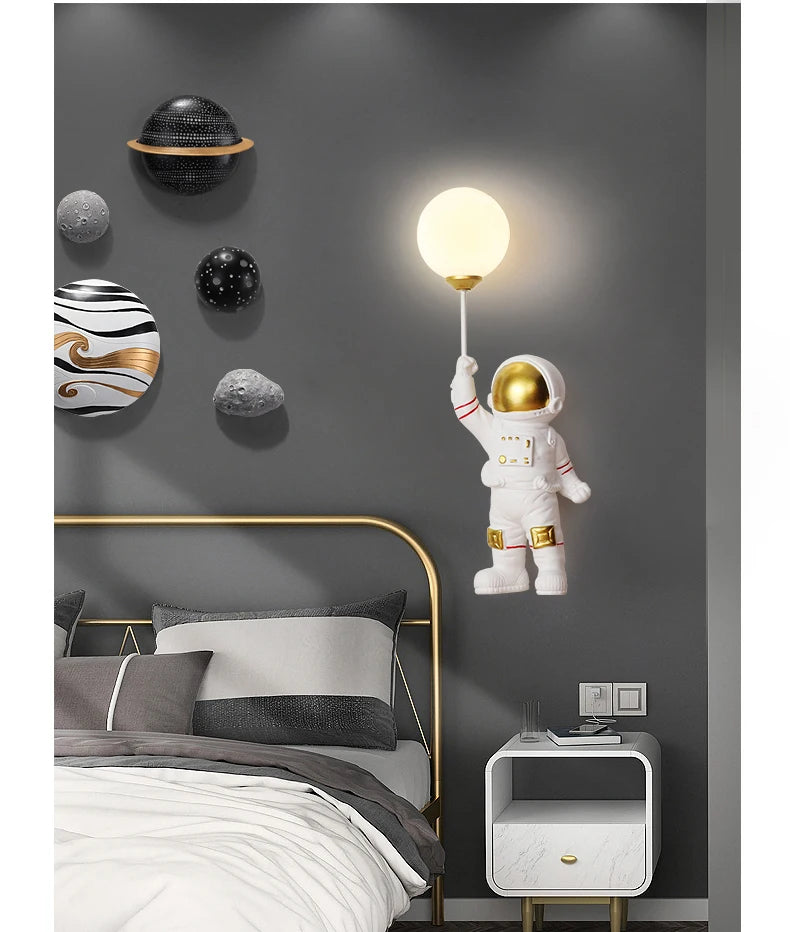 Nursery Room Children's Room Wall Light Resin Astronaut G9 Bulb Speaceman Boy Bedroom Bedside Night Lamps AC110V 220V
