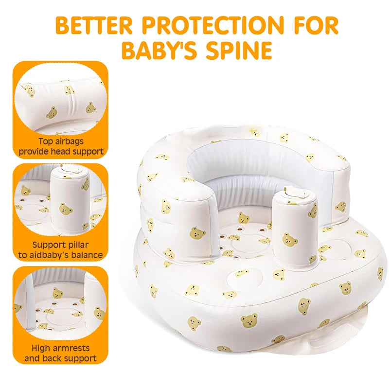 Inflatable Baby Floor Seat with Built-In Pump