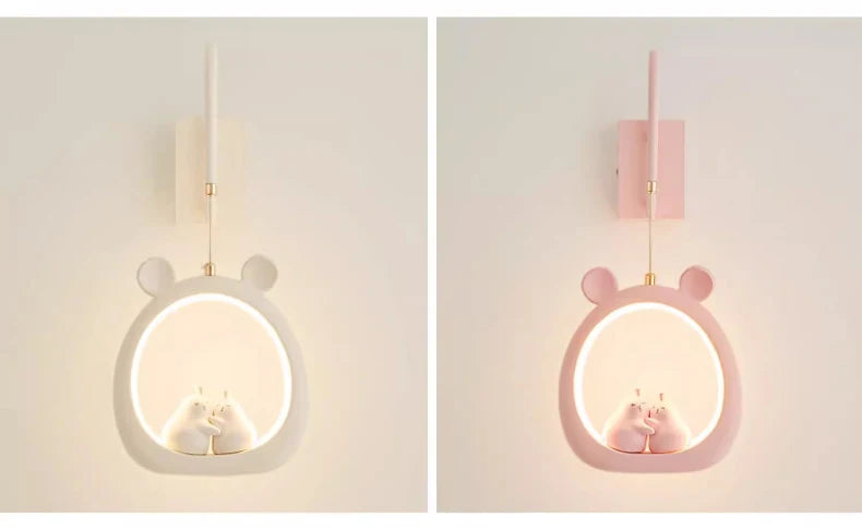 Cute Children's Room Girl Bedroom Wall Lamps Embrace Pear Lamp Creative Cream Style Princess Room Baby Room Bedside Wall Lights
