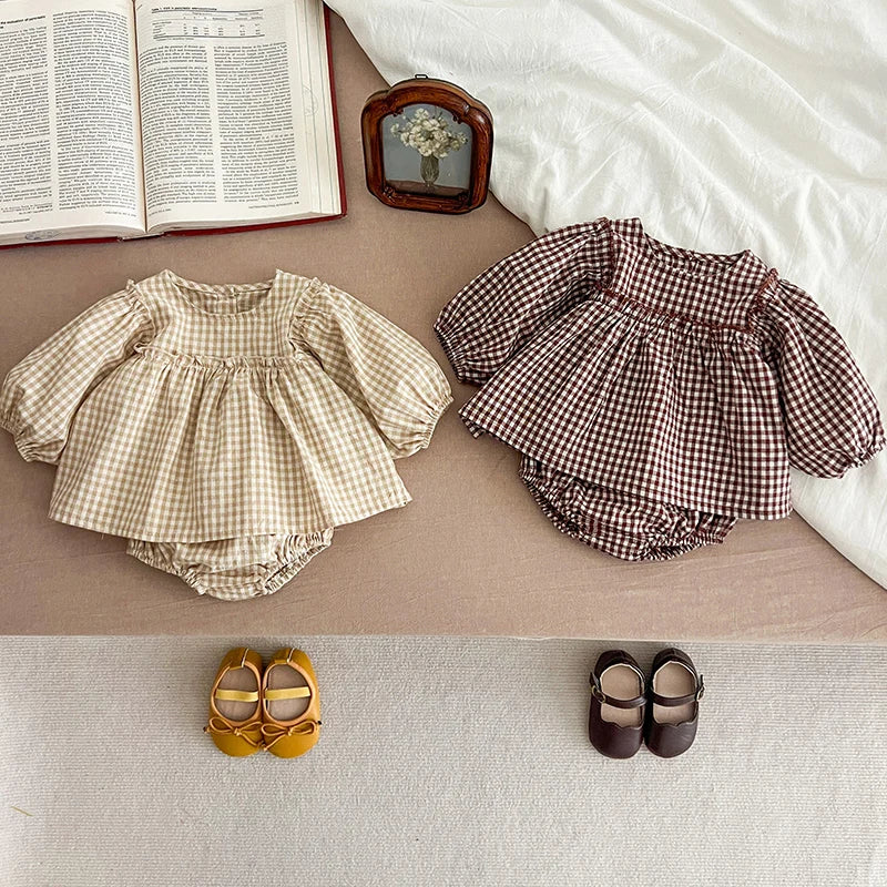 2-Piece Cotton Plaid Baby Outfit