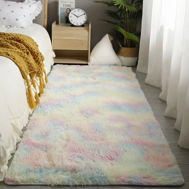 Furry Carpet Living Room Mat Modern Bedroom Nordic Style Decoration Carpet Large Size Black Gray White Non Slip Children's Rugs