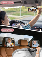 Certified Shatterproof Baby Car Mirror, Crash-Tested with Panoramic HD View for Rear-Facing Infant Safety