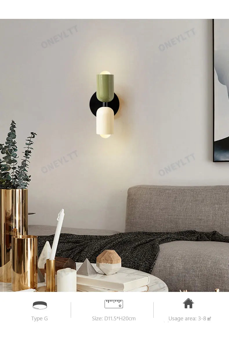 Nordic Living Room Wall Lamp Simple Modern Bedroom Bedside Aisle Children's Room Background Wall Lamp E27 Home Decoration