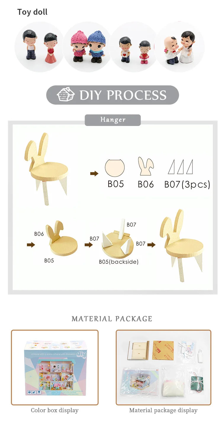 Baby House Kit Mini DIY Handmade 3D Puzzle Assembly MagicBuilding Model Toys, Home Bedroom Decoration With FurnitureWooden