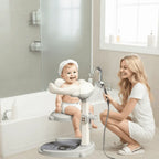 Non-Slip Baby Bath Stand Adjustable Free-Standing Baby Standing Shower Stand Safe Multifunctional Infant Bath Support