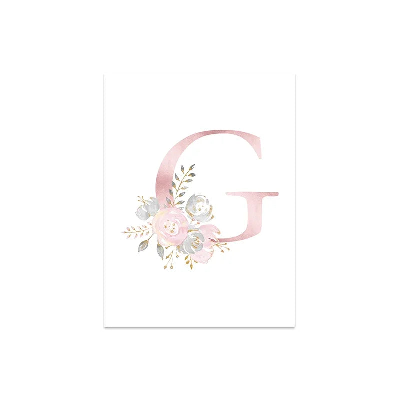 Baby Decoration Bedroom Child Posters Girl's Room Prints Nursery Pink Flower Wall Art Canvas Painting Pictures kids Room Decor