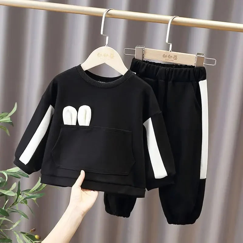 Children's Clothing Sets Bowknot Baby Girl Clothes Kids Boutique Clothes Pocket Hoodie + Pants Outfit Set for 1 To 6 Years