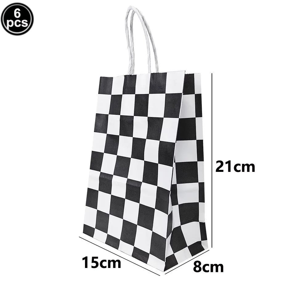 Racing Car Theme Disposable Tablecloth Red Black White Checkered Pattern Boys Kids Birthday Party Decoration Supplies Gifts ﻿