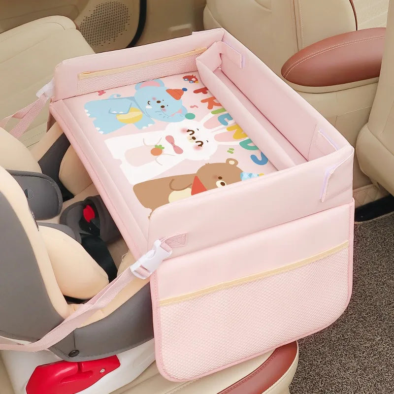 Baby Car Waterproof Storage Dining Table, Cartoon Kids Car Safety Seat Tray, Universal Small Table Board for Strollers
