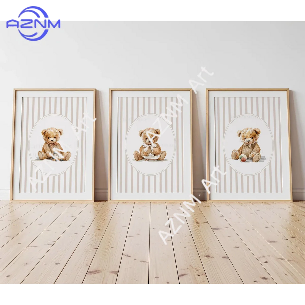1/3Pcs Prints for a Baby Boy Nursery, Teddy Bear Prints, Vintage Nursery Posters, Little Boys Room