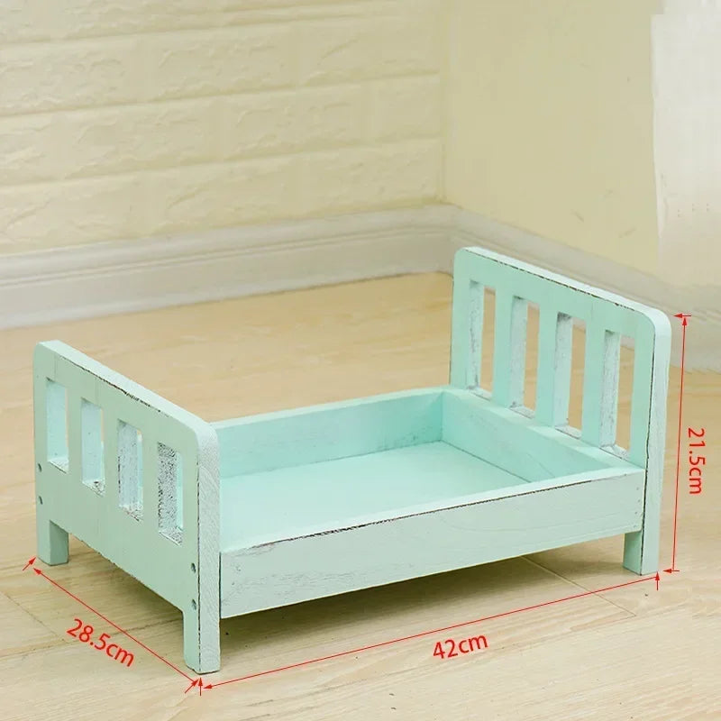 Newborn Infant Photography Props Retro Wood Bed Baby Poses Growth Memorial Detachable Background Sofa For Boys Shooting Props