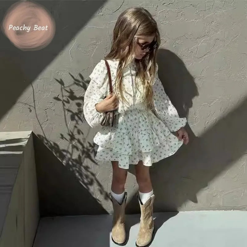 Floral Shirt & Layered Skirt Baby Girl Set