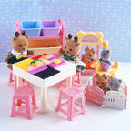 Miniature DIY Block Set Dollhouse Furniture Baby Crilb Rocking Horse Mini Building Blocks Storage Rack Play House Toy