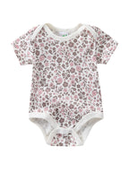 5pcs Baby Girl Short Sleeve Jumpsuit, Cotton