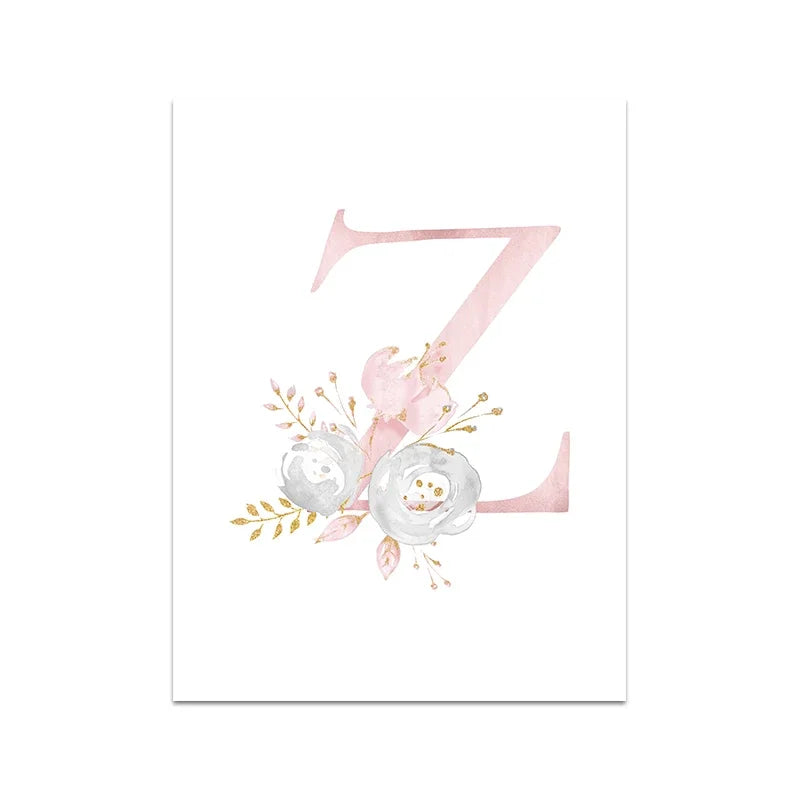 Baby Decoration Bedroom Child Posters Girl's Room Prints Nursery Pink Flower Wall Art Canvas Painting Pictures kids Room Decor