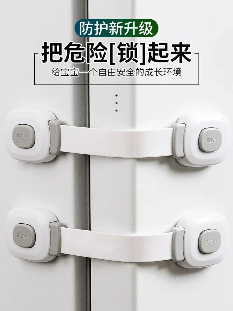 Child Safety Cabinet Locks Drawer Latches Baby Proofing Pinch Resistant for Kitchen Fridge Oven Door Multipurpose Protector