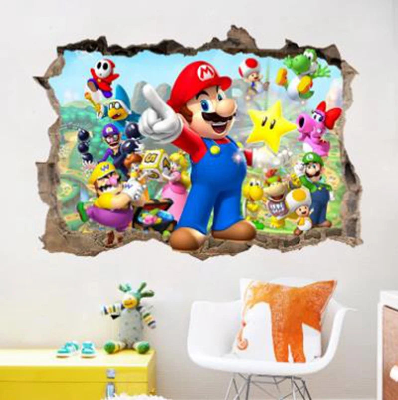 NEW Children favorite game wall decals super boys funny anime 3d vinyl stickers kids room nursery decoration cartoon poster