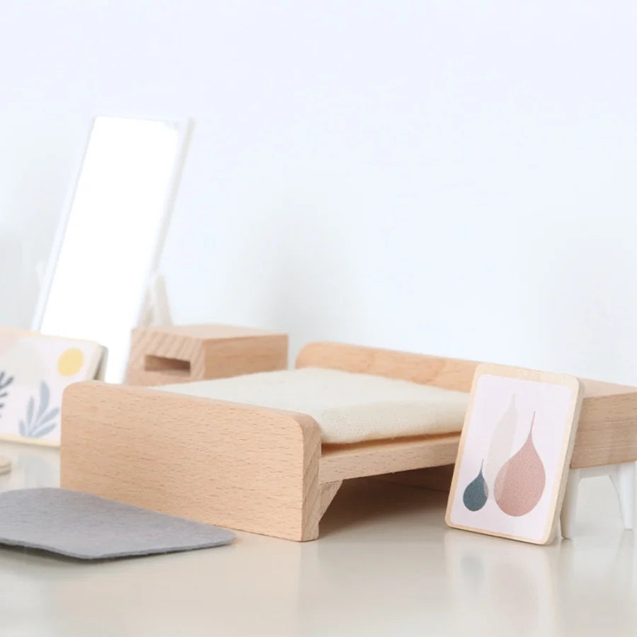 Nordic style villa, dollhouse, children's play, mini simulation furniture, bedroom, kitchen, wooden toys, boys and girls