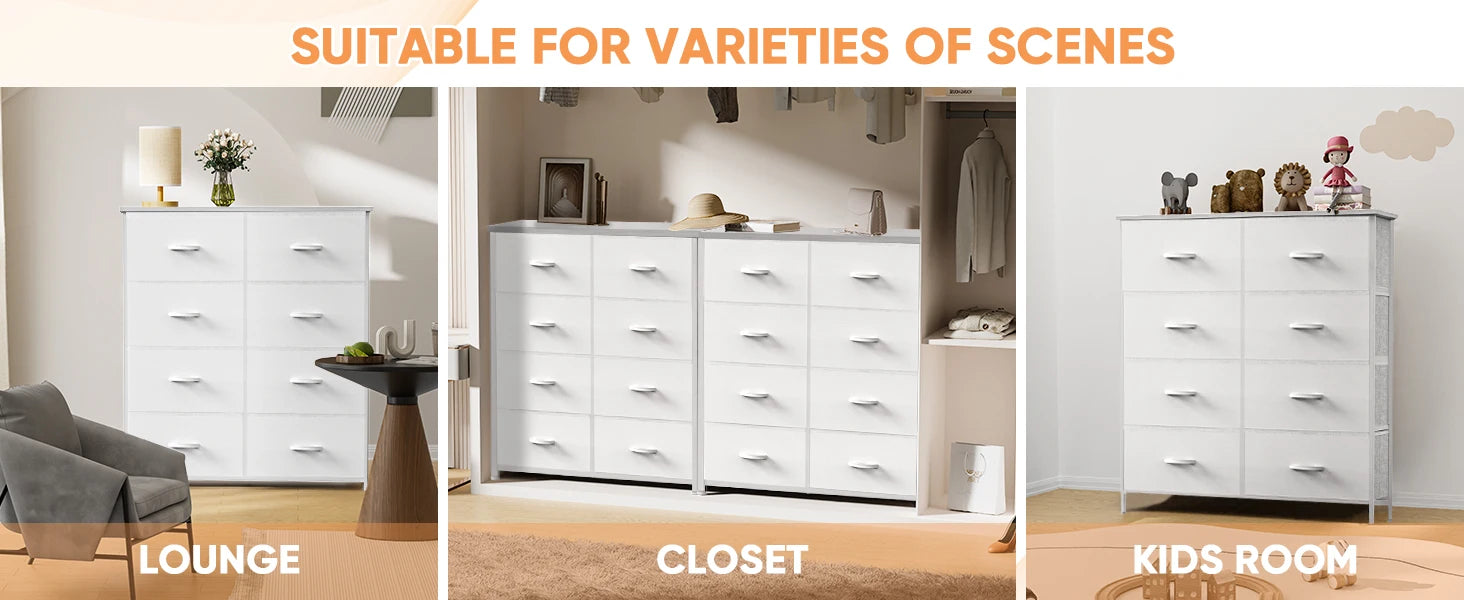 Children's Wardrobe For Bedroom With 8 Fabric Drawers