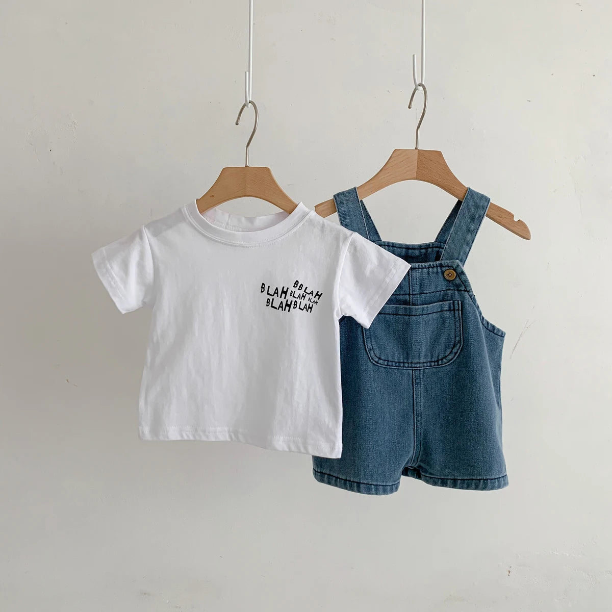 2-Piece Baby T-Shirt & Denim Jumpsuit Set