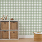 Pastel Checkered Pink & Green Wallpaper Nursery Child Art Decal Kids Room Bedroom Living Home Decor Waterproof Peel and Stick