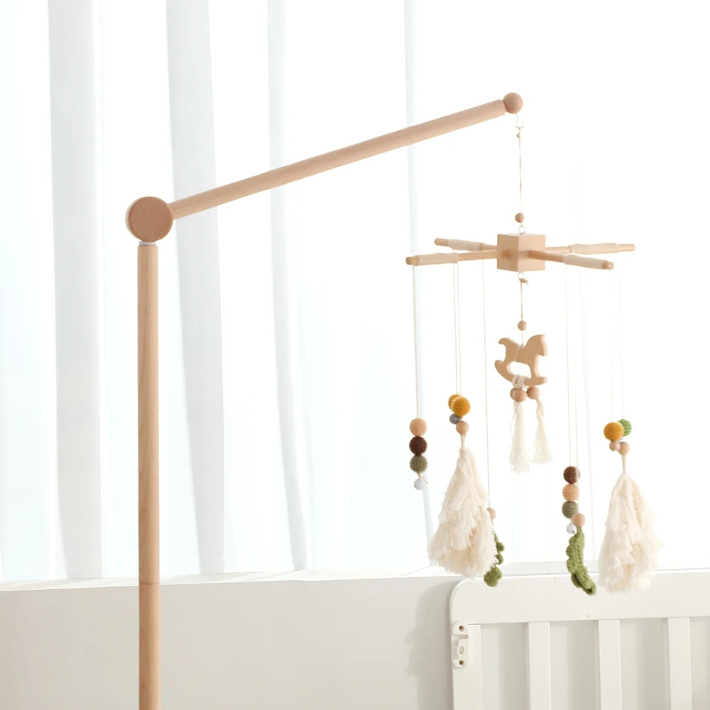 Baby Rattle Toy 0-12 Months Toys Wooden Mobile Bed Bell Floor Stand Bracket Newborn Bed Bell Hanging Holder Bracket Infant Crib