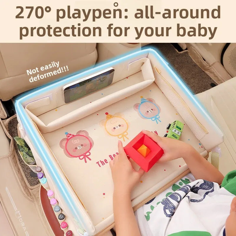 Baby Car Waterproof Storage Dining Table, Cartoon Kids Car Safety Seat Tray, Universal Small Table Board for Strollers