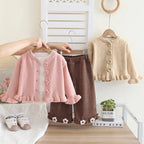 Baby Girls Clothing Sets Spring Autumn Children Casual Clothes Outfits Infant Floral Knitted Coat T Shirt Pants 3 Pieces Suits