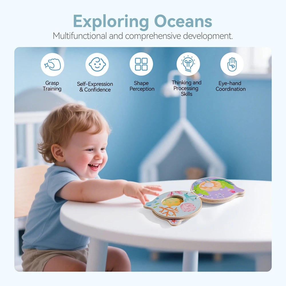 Wooden Marine Animal Learning Book