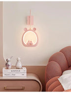 Cute Children's Room Girl Bedroom Wall Lamps Embrace Pear Lamp Creative Cream Style Princess Room Baby Room Bedside Wall Lights