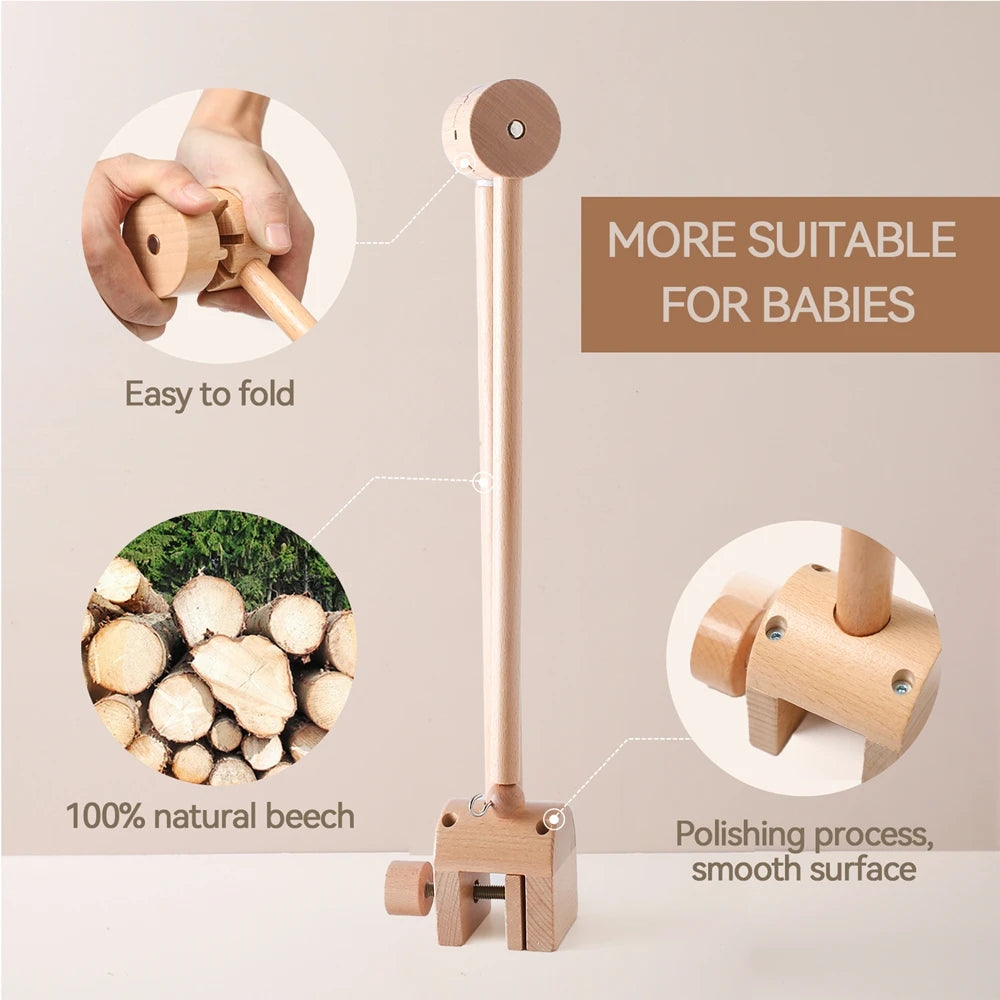 Baby Rattle Toy 0-12 Months Toys Wooden Mobile Bed Bell Floor Stand Bracket Newborn Bed Bell Hanging Holder Bracket Infant Crib