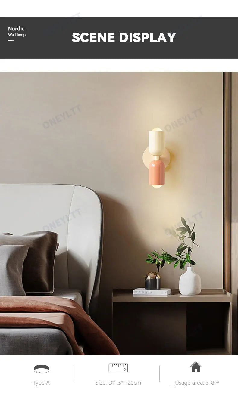 Nordic Living Room Wall Lamp Simple Modern Bedroom Bedside Aisle Children's Room Background Wall Lamp E27 Home Decoration