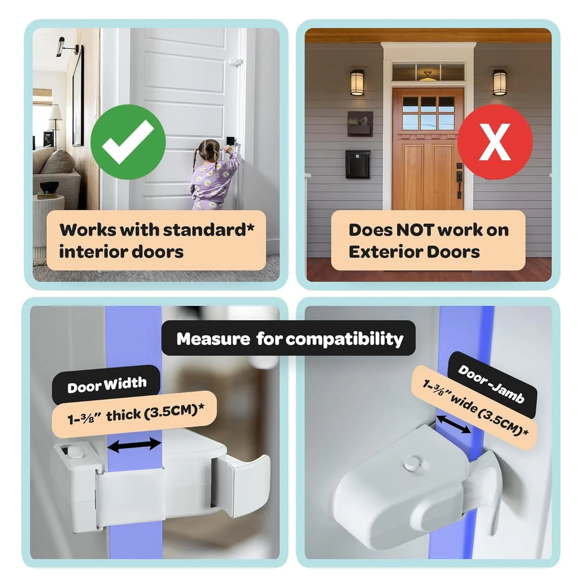 Baby Safety Lock Anti-Jamming Door Blocking Mechanism Safety Cabinet Lock Kids Security Childproof Safety Lock for Interior Door