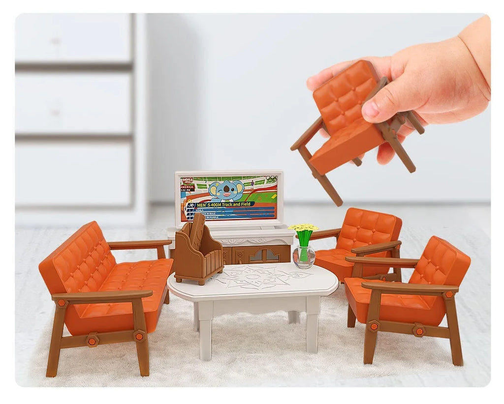 Miniature Items Dollhouse Furniture Accessories Living Room Bedroom Supermarket Shopping Games Family Interaction Doll Kids Toys