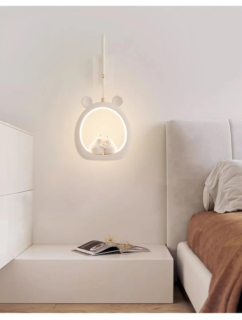 Cute Children's Room Girl Bedroom Wall Lamps Embrace Pear Lamp Creative Cream Style Princess Room Baby Room Bedside Wall Lights